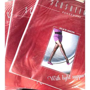 3 Pack Sensations Vintage Pantyhose OFF WHITE , PETITE 90-110 lbs, 4'8" - 5'1 D7